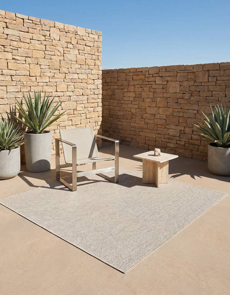 Detail image of 5' 3 x 5' 3 Easy-Clean Solid Indoor / Outdoor Square Rug