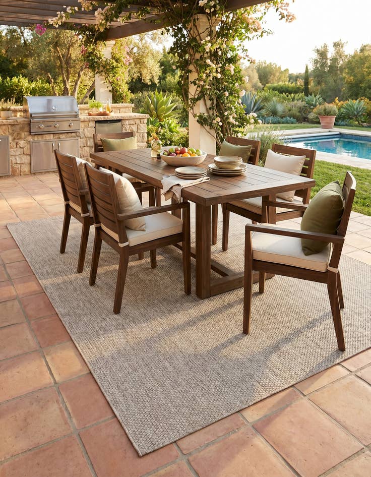 Detail image of 7' 10 x 10' Easy-Clean Solid Indoor / Outdoor Rug