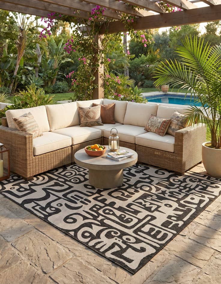 Detail image of 7' 10 x 7' 10 Easy-Clean Modern Indoor / Outdoor Square Rug