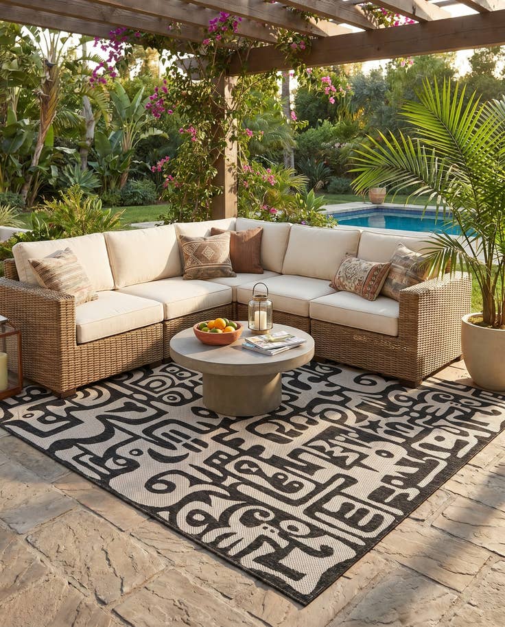Detail image of 7' 10 x 7' 10 Easy-Clean Modern Indoor / Outdoor Square Rug