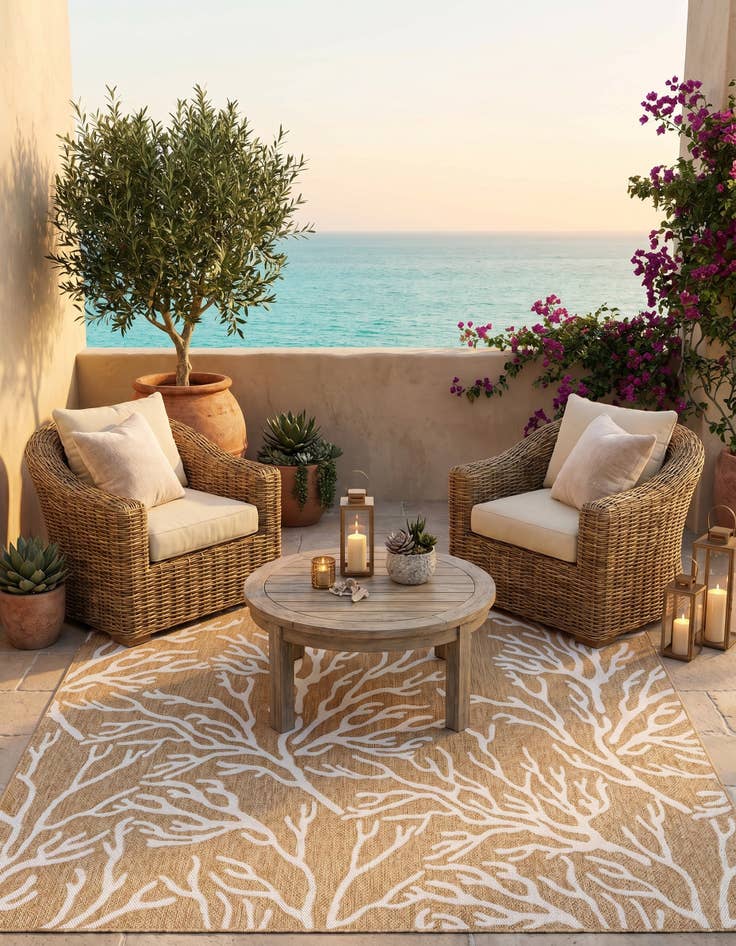 Detail image of 7' 10 x 7' 10 Easy-Clean Coastal Indoor / Outdoor Square Rug