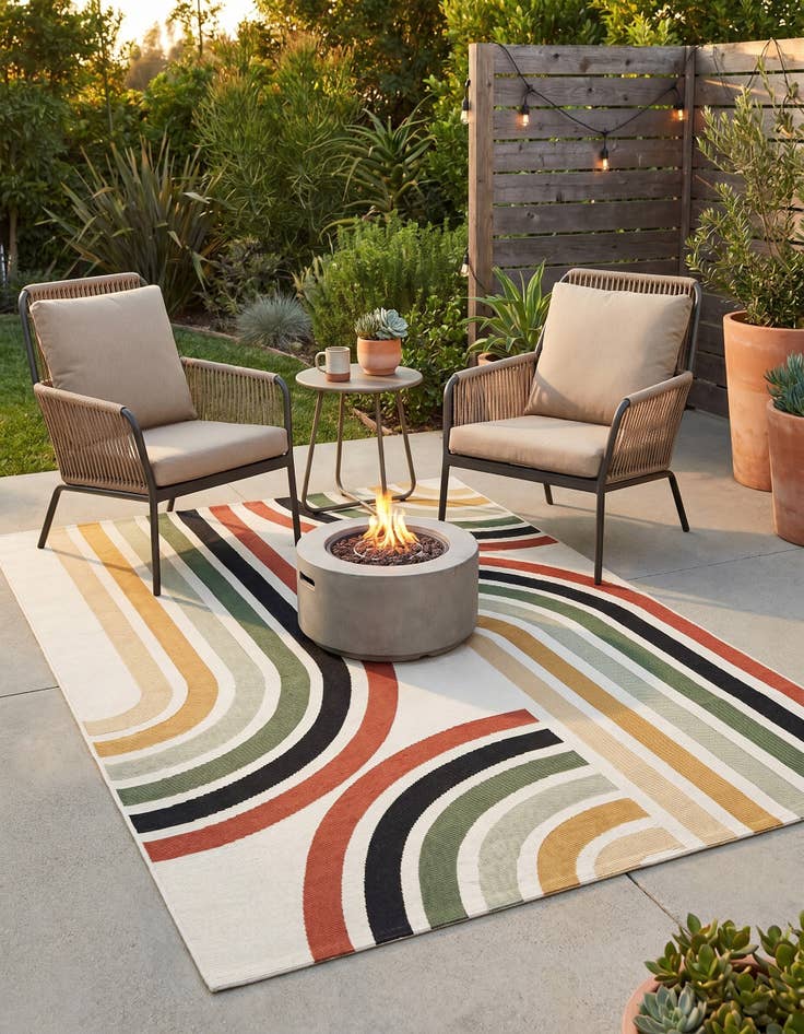 Detail image of 4' x 6' Easy-Clean Modern Indoor / Outdoor Rug