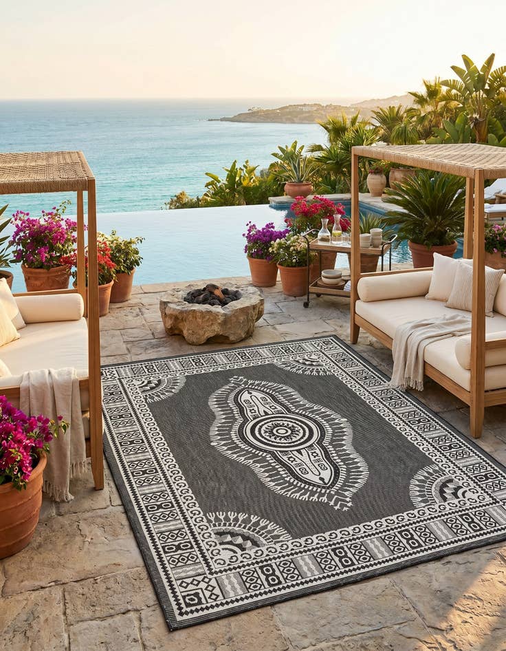 Detail image of 7' 10 x 10' Easy-Clean Traditional Indoor / Outdoor Rug