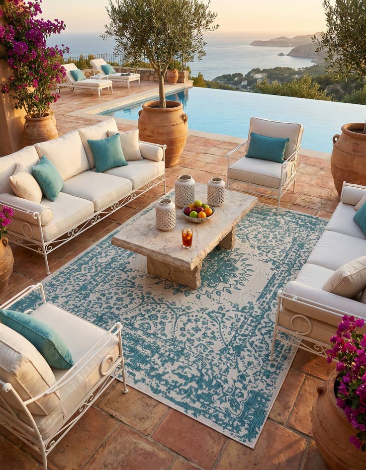 Detail image of 7' 10 x 10' Easy-Clean Traditional Indoor / Outdoor Rug