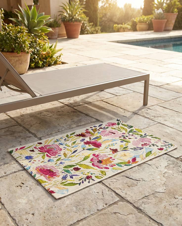 Detail image of 2' x 3' Easy-Clean Botanical Indoor / Outdoor Rug