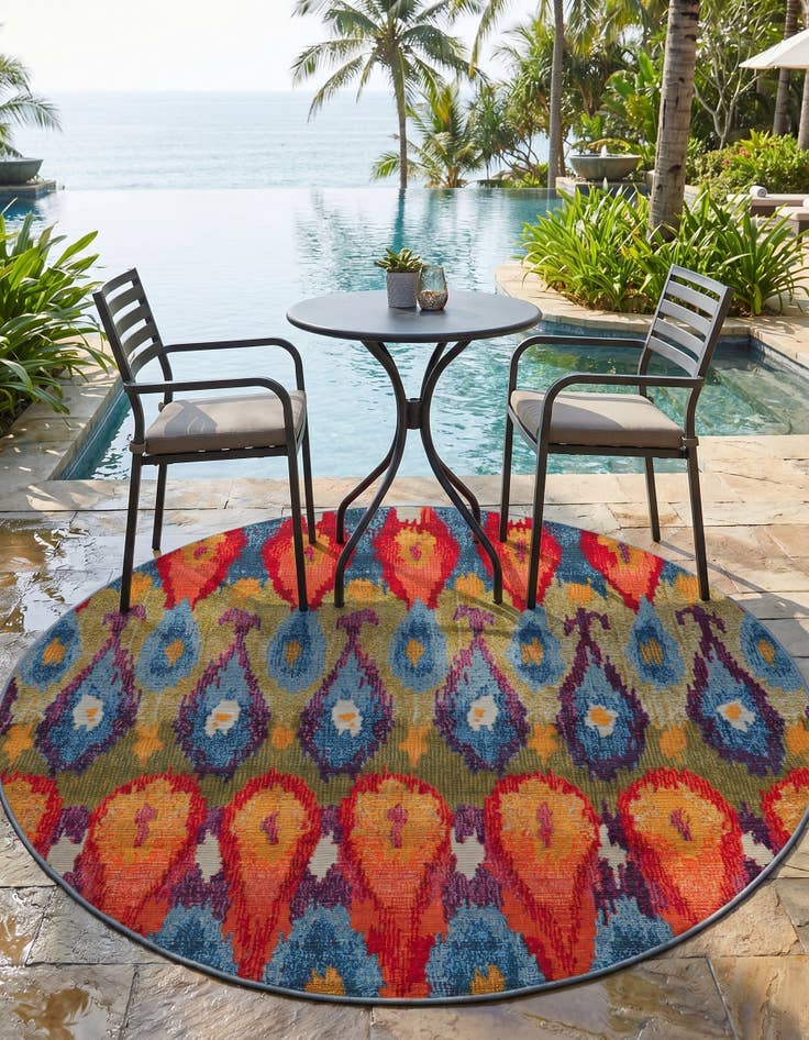 Detail image of 5' x 5' Easy-Clean Modern Indoor / Outdoor Round Rug