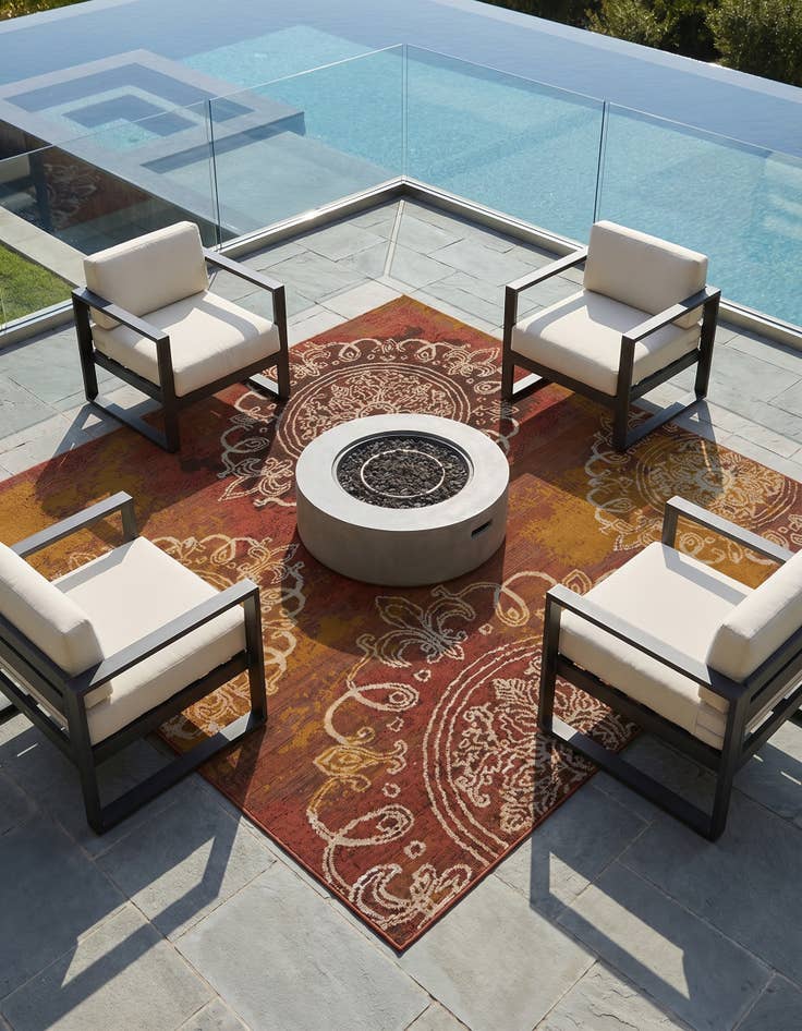 Detail image of 6' x 6' Easy-Clean Modern Indoor / Outdoor Square Rug