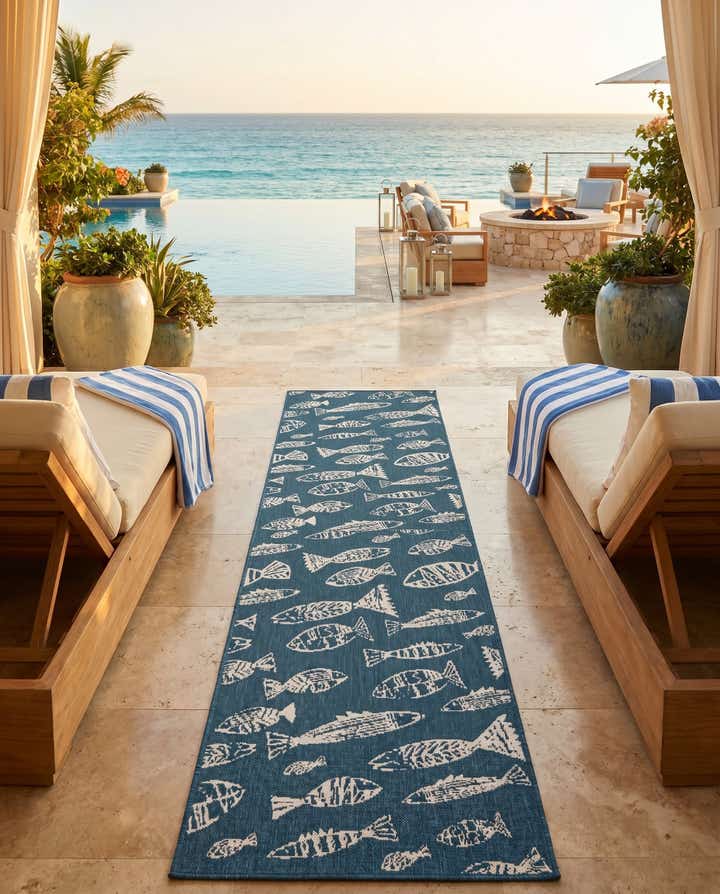 2' 7 x 12' Easy-Clean Coastal Indoor / Outdoor Runner Rug