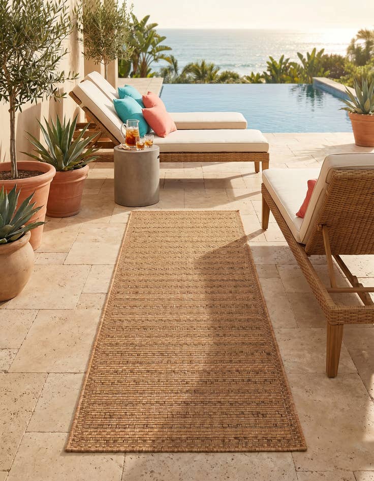 Detail image of 2' 2 x 6' Easy-Clean Border Indoor / Outdoor Runner Rug