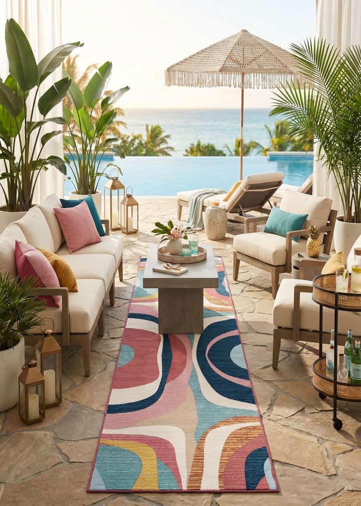 2' 7 x 12' Easy-Clean Modern Indoor / Outdoor Runner Rug