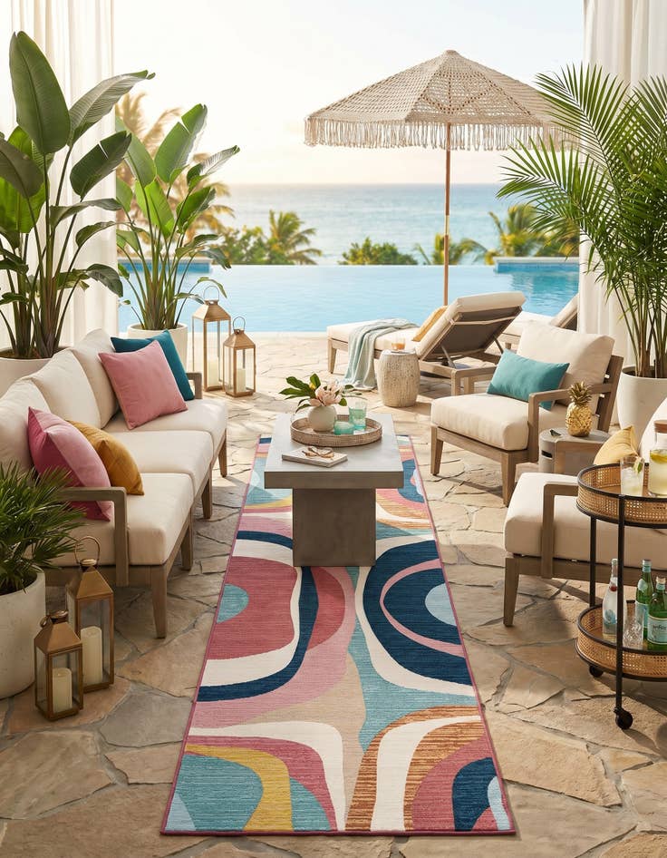 Detail image of 2' 7 x 12' Easy-Clean Modern Indoor / Outdoor Runner Rug