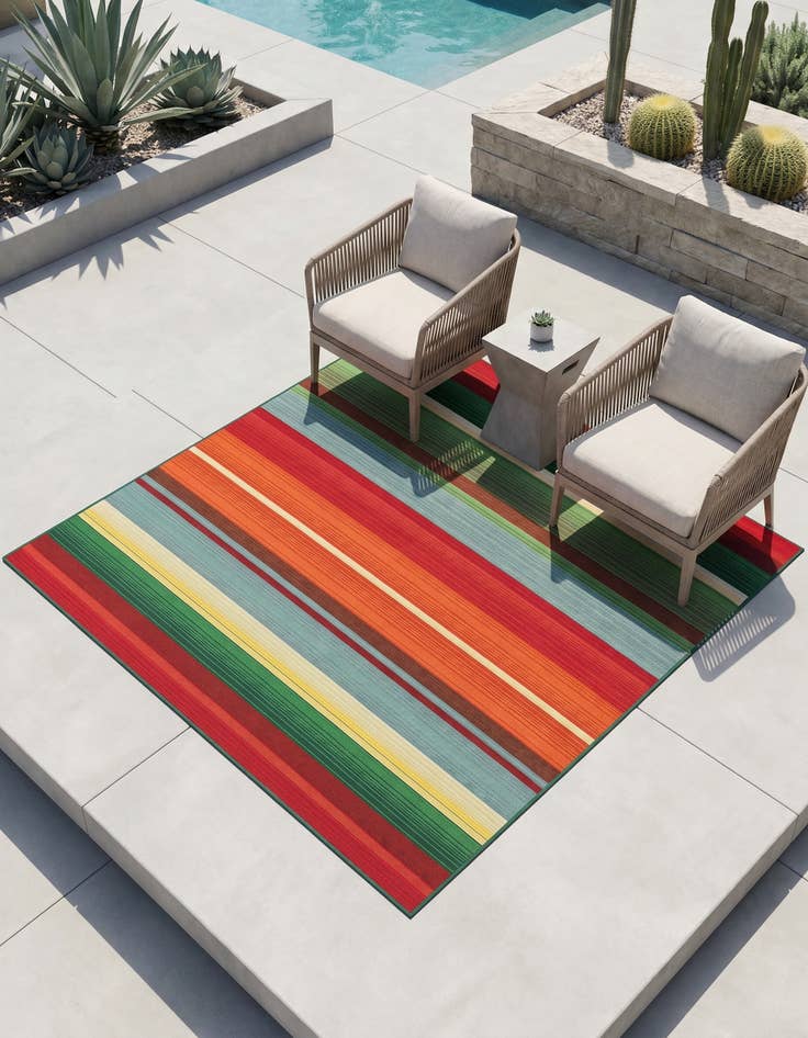 Detail image of 5' 3 x 5' 3 Easy-Clean Modern Indoor / Outdoor Square Rug