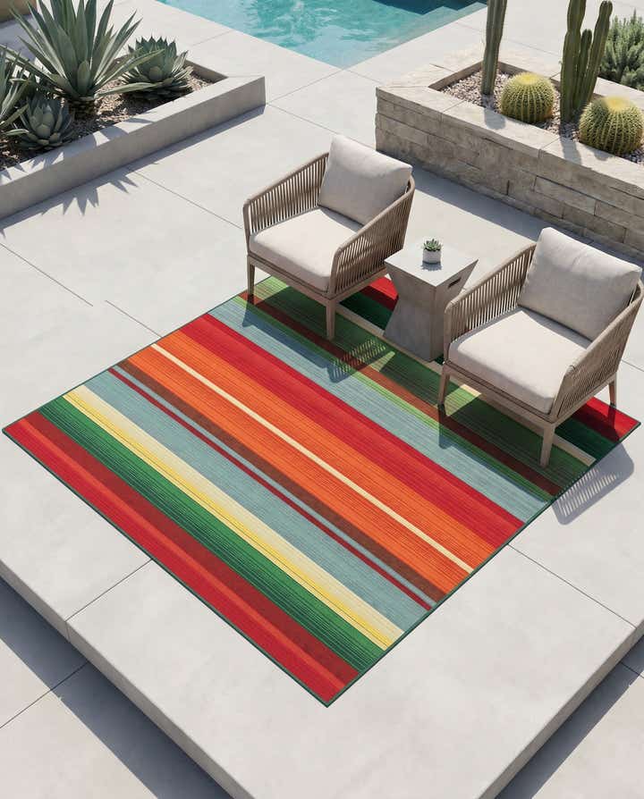 5' 3 x 5' 3 Easy-Clean Modern Indoor / Outdoor Square Rug