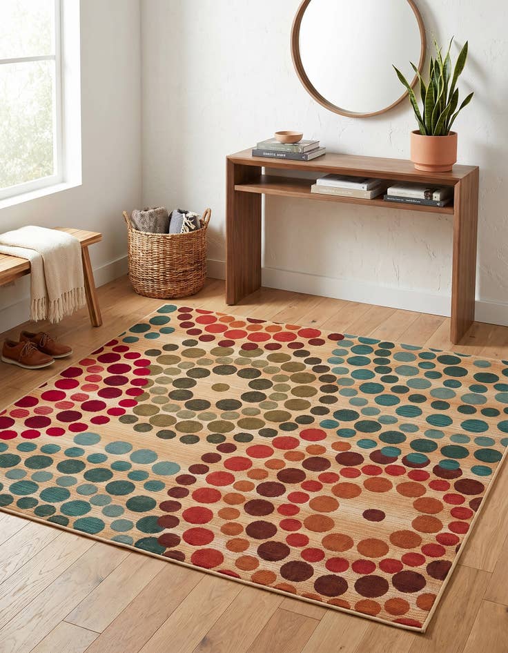 Detail image of 5' 3 x 5' 3 Easy-Clean Modern Indoor / Outdoor Square Rug