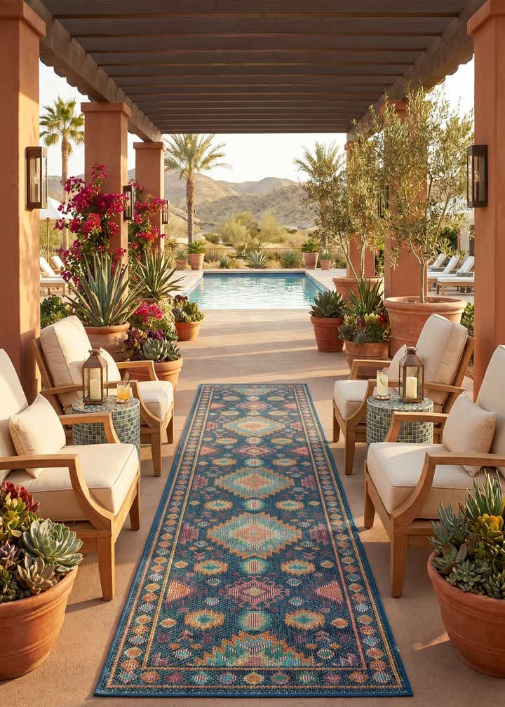 2' 7 x 12' Easy-Clean Baja Indoor / Outdoor Runner Rug