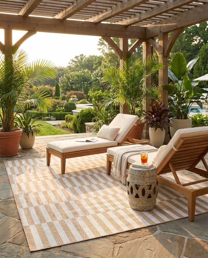 5' 3 x 8' Easy-Clean Striped Indoor / Outdoor Rug