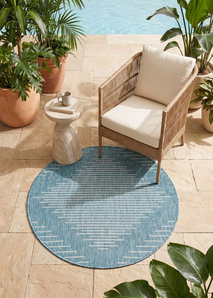 3' x 3' Easy-Clean Modern Indoor / Outdoor Round Rug