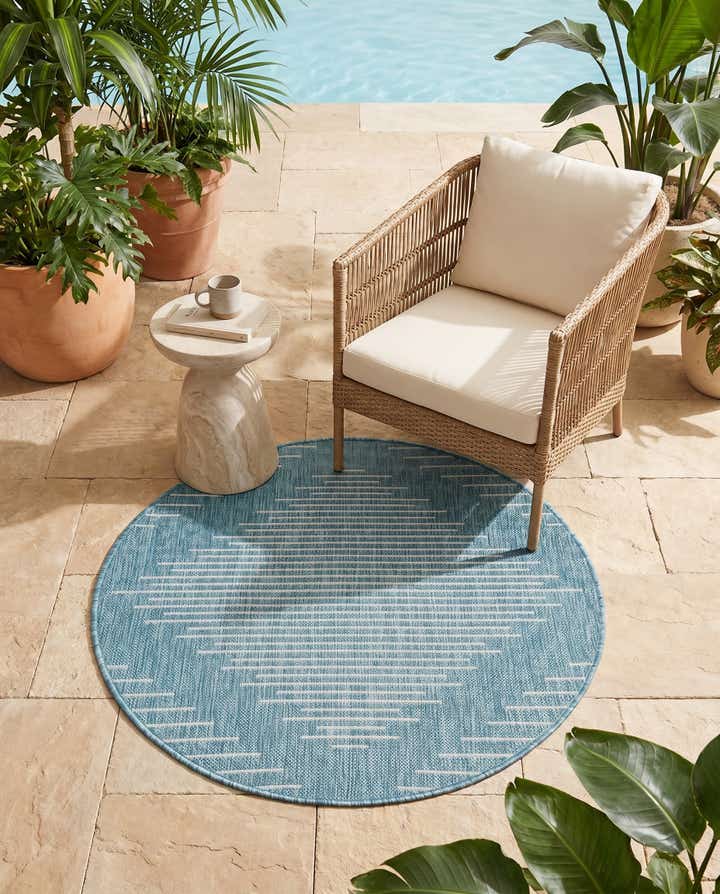 3' x 3' Easy-Clean Modern Indoor / Outdoor Round Rug