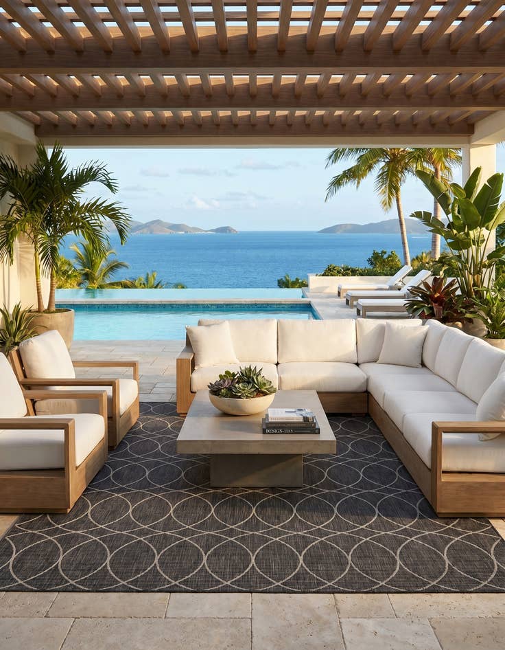 Detail image of 10' x 14' Easy-Clean Trellis Indoor / Outdoor Rug