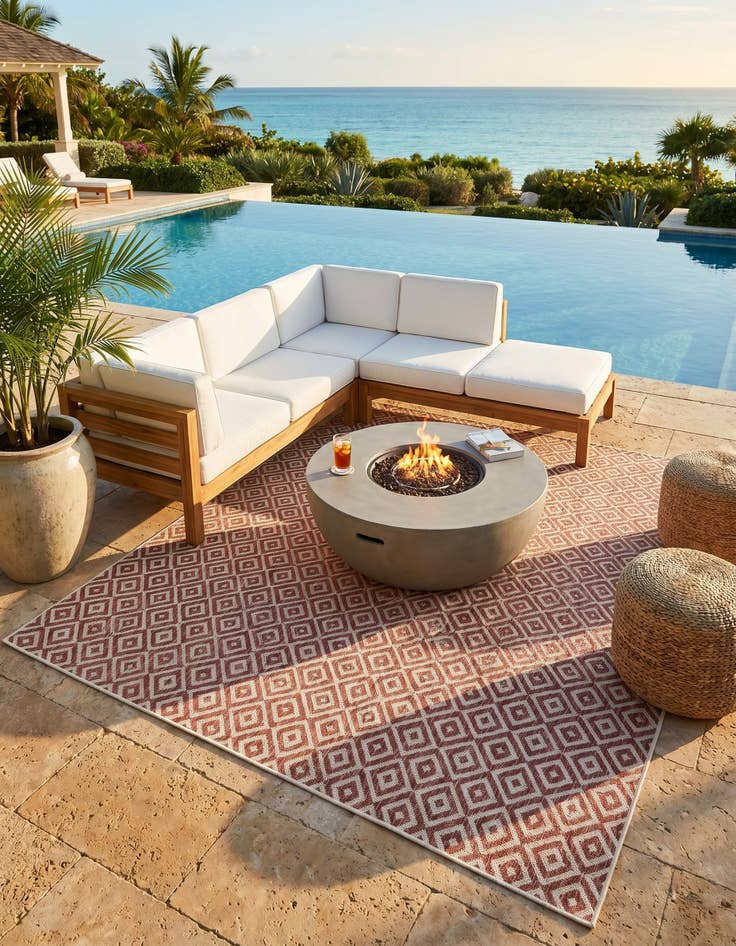 Detail image of 7' 10 x 7' 10 Easy-Clean Jill Zarin Costa Rica Indoor / Outdoor Square Rug