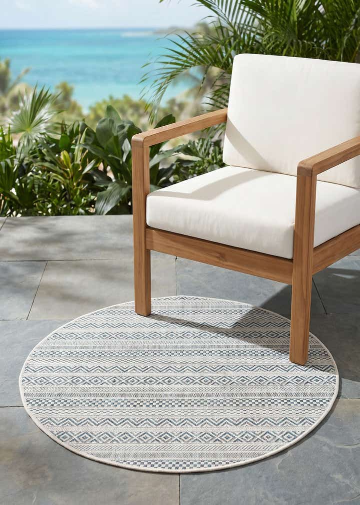 3' x 3' Easy-Clean Ribbon Indoor / Outdoor Round Rug