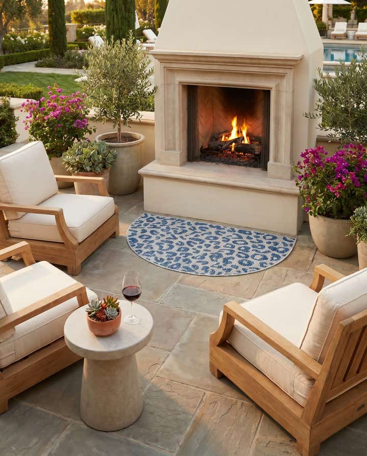 2' 7 x 4' Easy-Clean Safari Indoor / Outdoor Hearth Rug