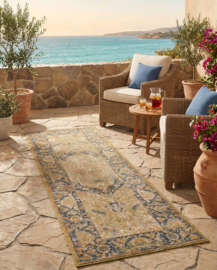 Detail image of 2' 7 x 5' 3 Easy-Clean Traditional Indoor / Outdoor Runner Rug