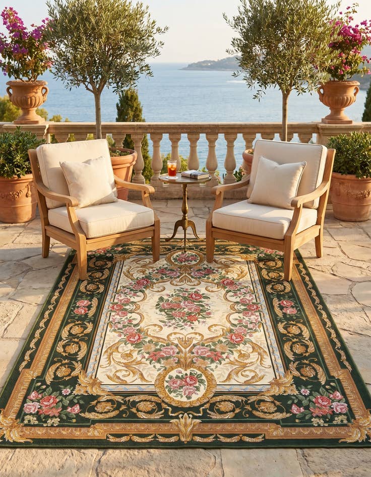 Detail image of 5' x 7' Easy-Clean Traditional Indoor / Outdoor Rug