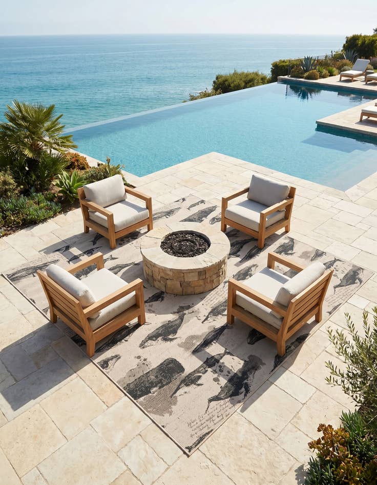 Detail image of 7' 10 x 7' 10 Easy-Clean Coastal Indoor / Outdoor Square Rug