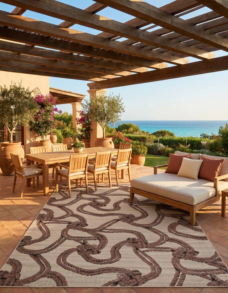 Detail image of 9' x 12' Easy-Clean Coastal Indoor / Outdoor Rug