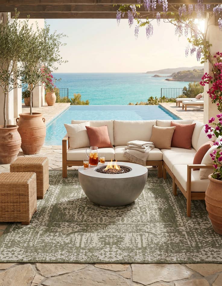 Detail image of 7' 10 x 10' Easy-Clean Traditional Indoor / Outdoor Rug