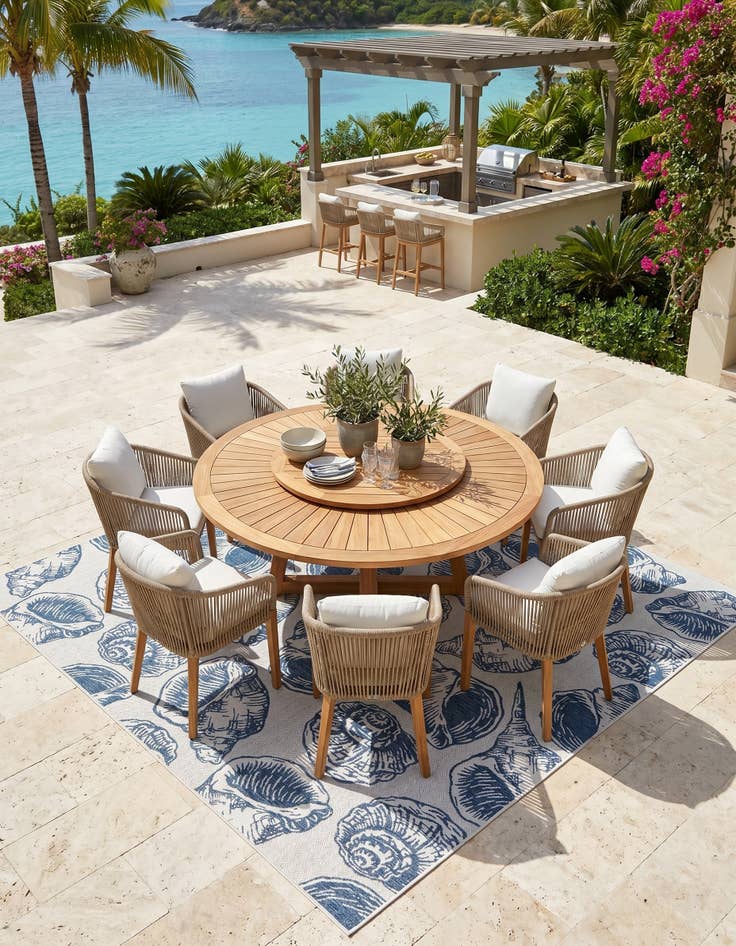 Detail image of 13' x 13' Easy-Clean Coastal Indoor / Outdoor Square Rug