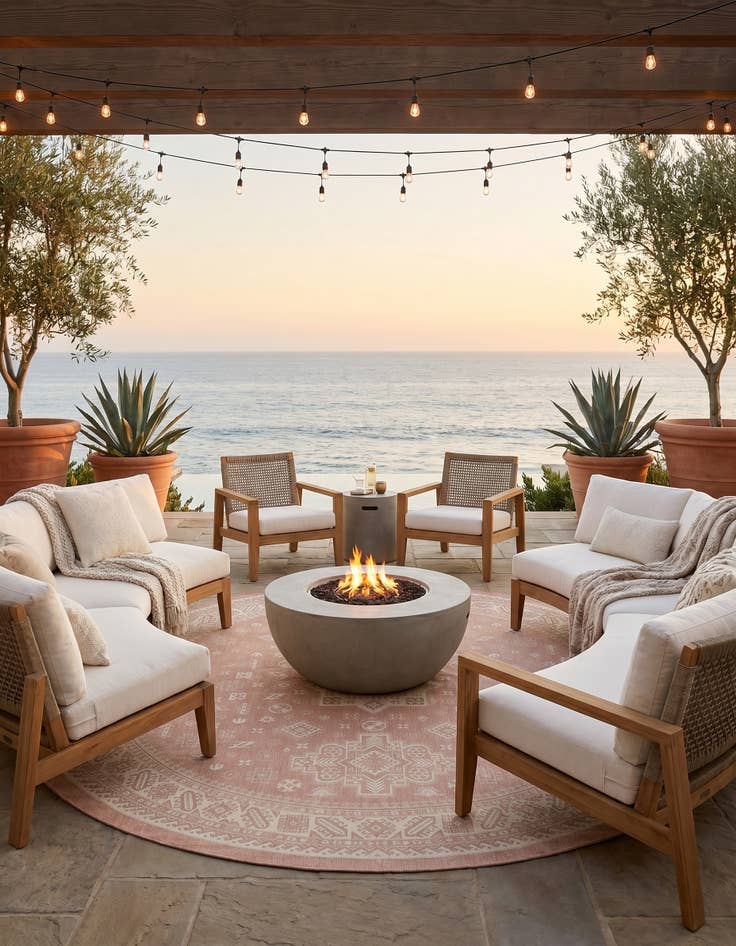 Detail image of 13' x 13' Easy-Clean Aztec Indoor / Outdoor Round Rug