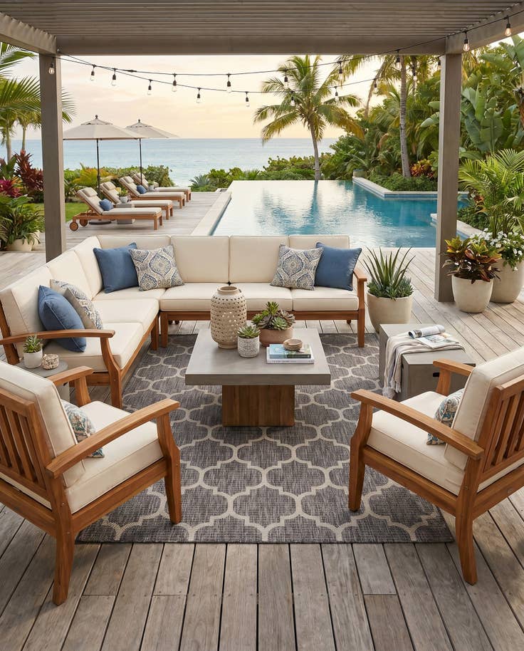 Detail image of 5' 3 x 8' Easy-Clean Lattice Indoor / Outdoor Rug
