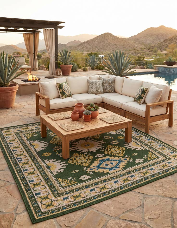 Detail image of 10' x 10' Easy-Clean Baja Indoor / Outdoor Square Rug