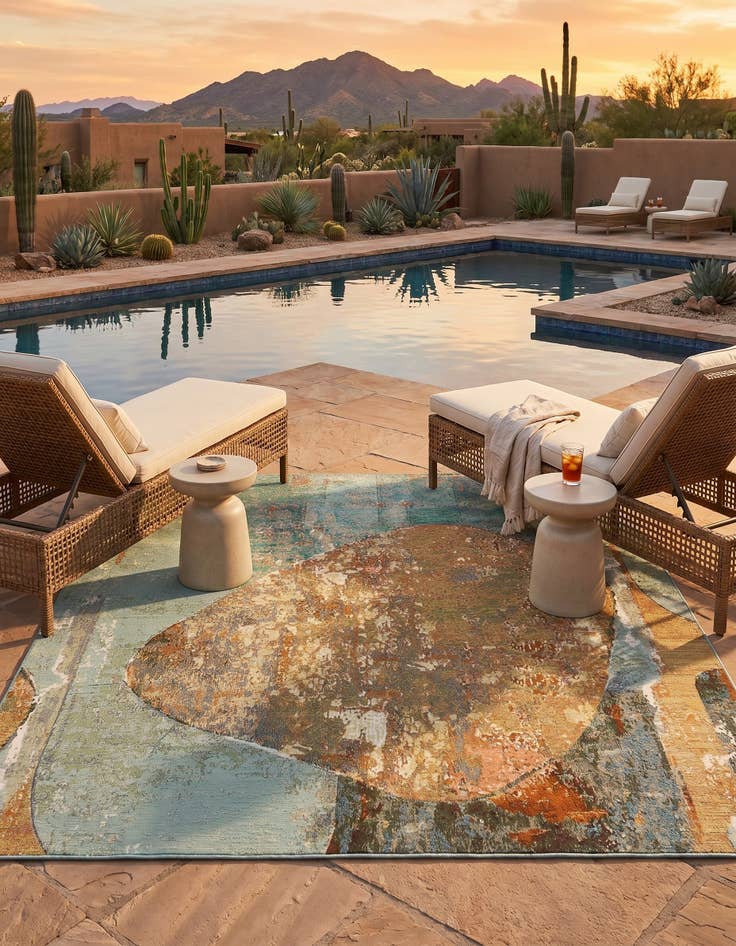 Detail image of 7' 10 x 7' 10 Easy-Clean Modern Indoor / Outdoor Square Rug