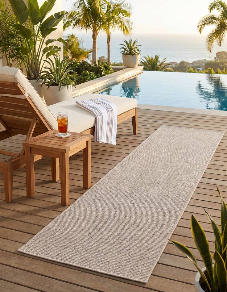 Detail image of 2' x 6' Easy-Clean Solid Indoor / Outdoor Runner Rug