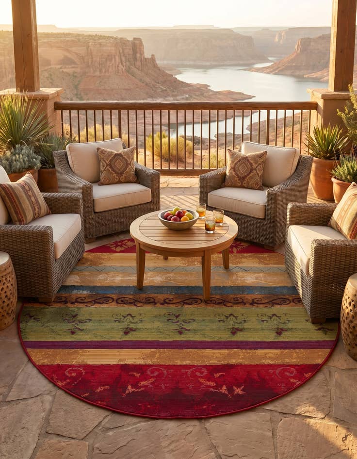 Detail image of 6' x 6' Easy-Clean Modern Indoor / Outdoor Round Rug