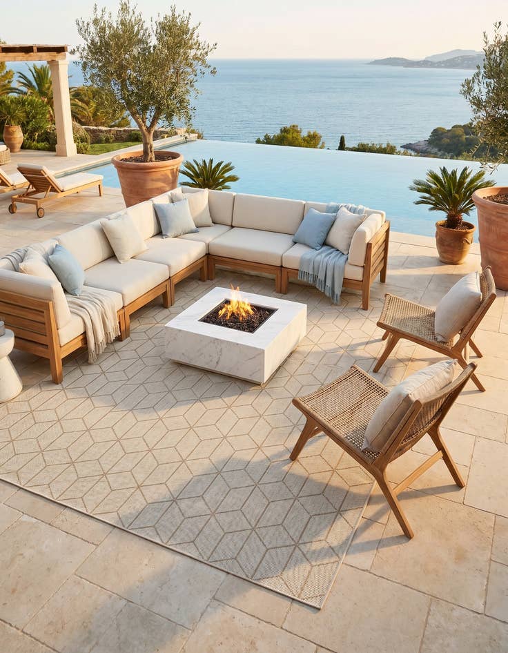 Detail image of 10' x 14' 1 Easy-Clean Trellis Indoor / Outdoor Rug