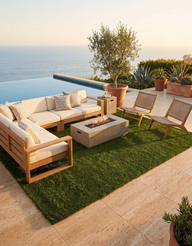 Detail image of 7' 10 x 11' Easy-Clean Grass Indoor / Outdoor Rug