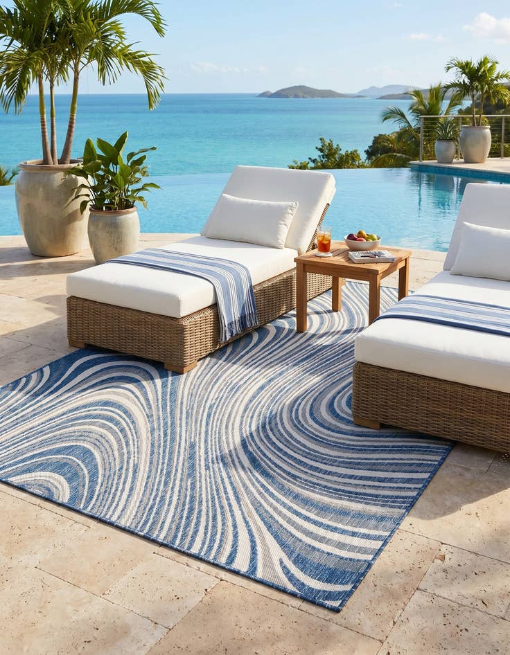 Detail image of 5' 3 x 8' Easy-Clean Modern Indoor / Outdoor Rug