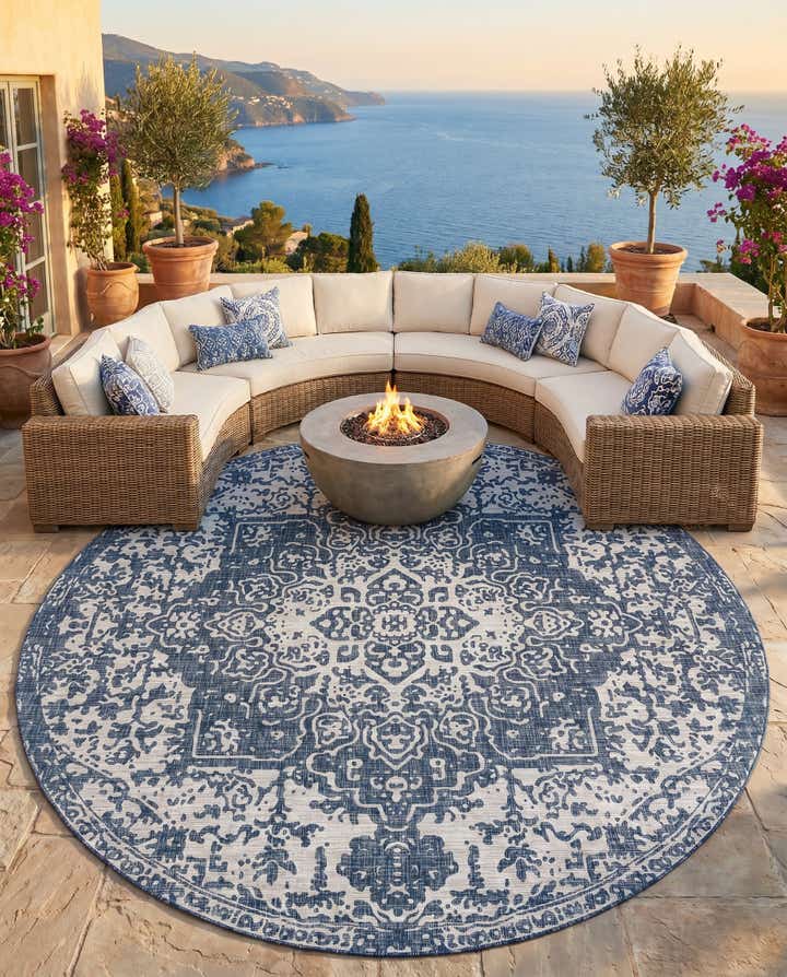 13' x 13' Easy-Clean Jill Zarin Dubai Indoor / Outdoor Round Rug