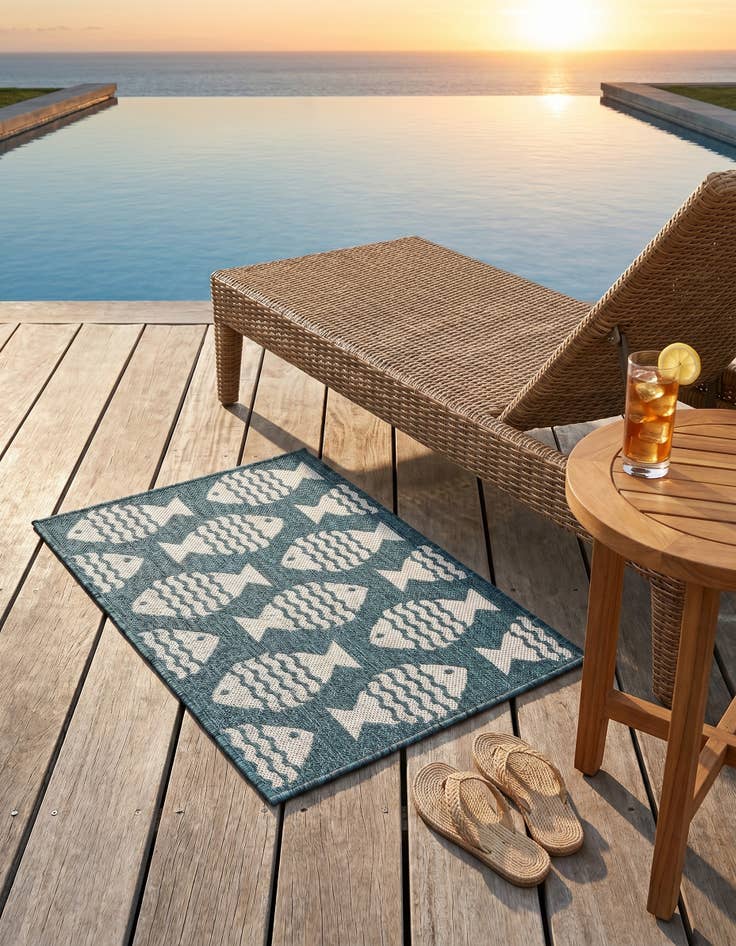 Detail image of 2' x 3' Easy-Clean Coastal Indoor / Outdoor Rug