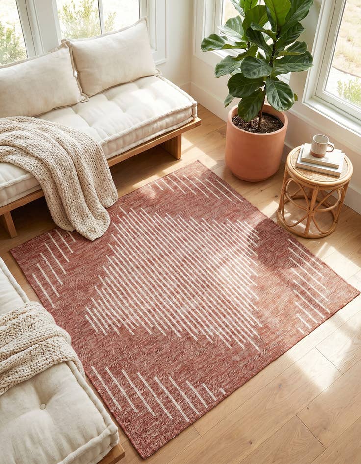 Detail image of 5' 3 x 5' 3 Easy-Clean Modern Indoor / Outdoor Square Rug