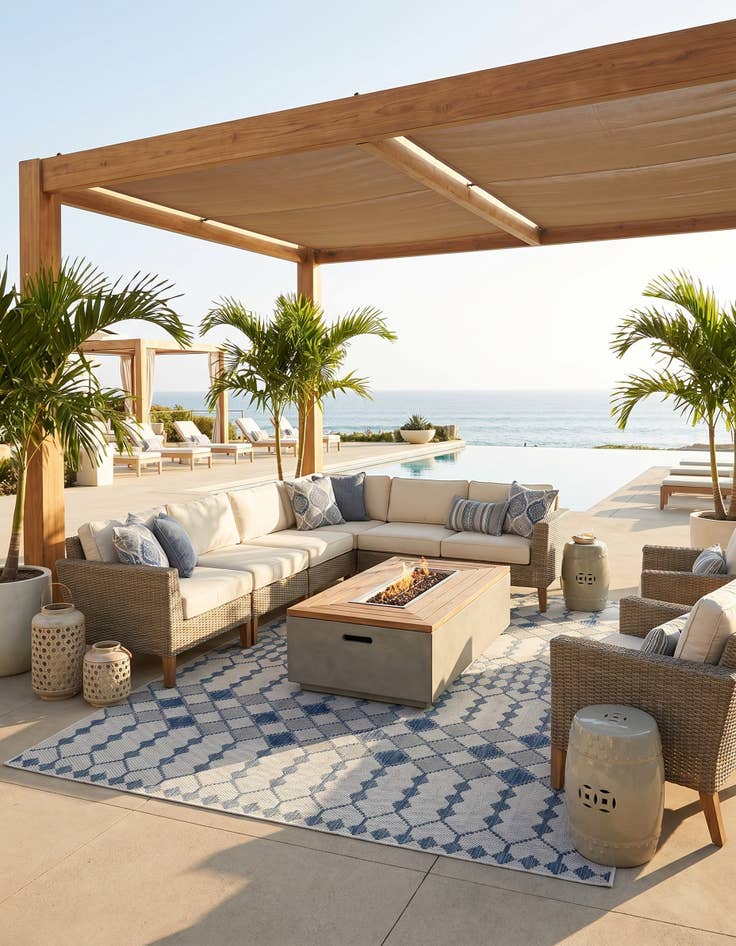 Detail image of 9' x 12' Easy-Clean Lattice Indoor / Outdoor Rug