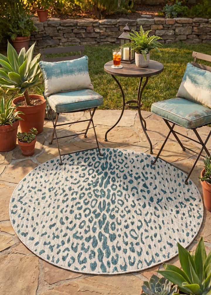 4' x 4' Easy-Clean Safari Indoor / Outdoor Round Rug