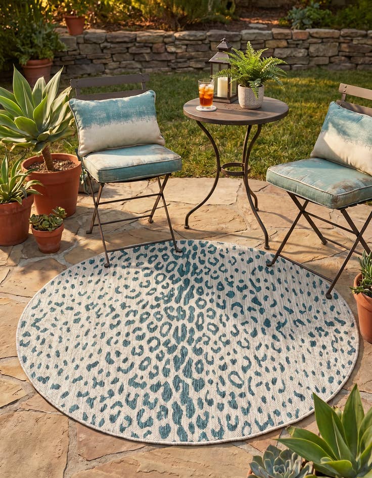 Detail image of 4' x 4' Easy-Clean Safari Indoor / Outdoor Round Rug