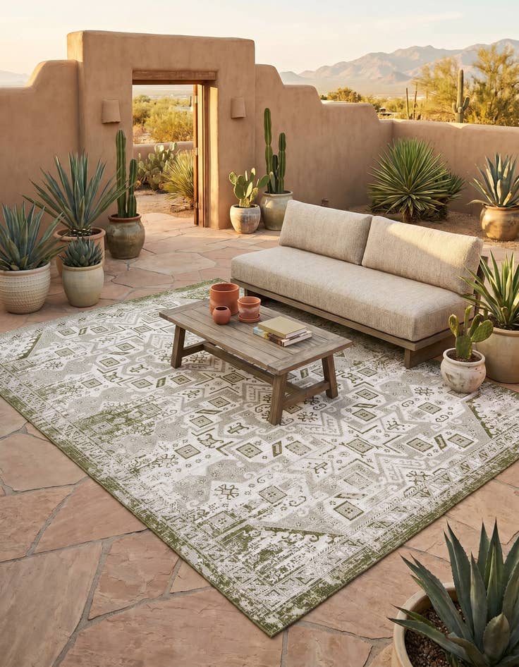 Detail image of 10' x 13' Easy-Clean Aztec Indoor / Outdoor Rug