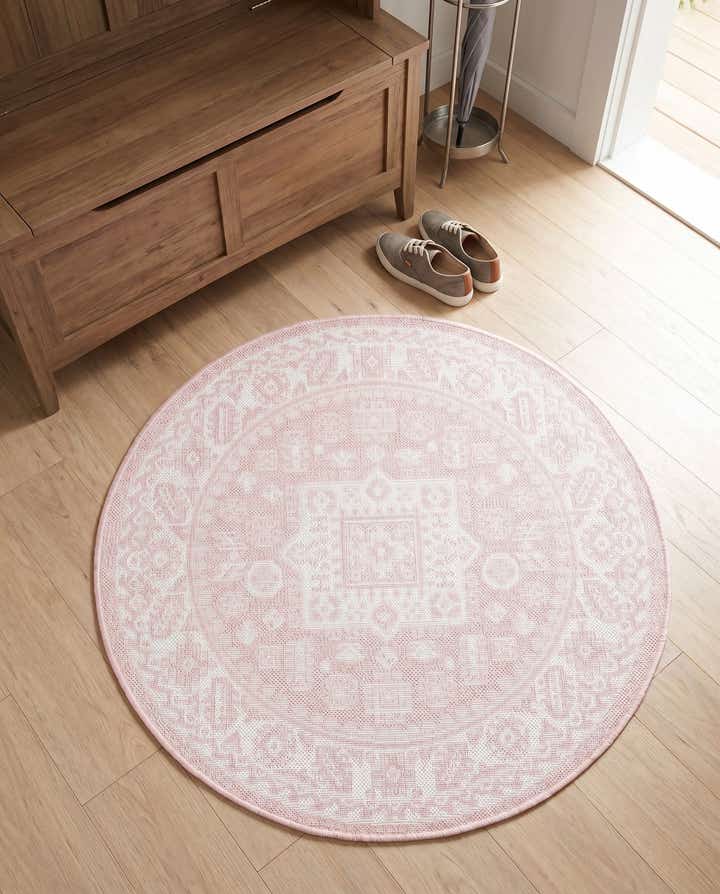 3' x 3' Easy-Clean Aztec Indoor / Outdoor Round Rug