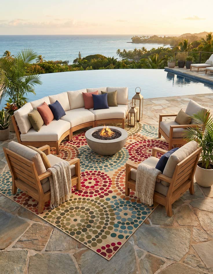 Detail image of 10' x 14' Easy-Clean Modern Indoor / Outdoor Rug